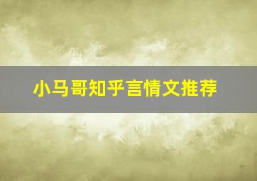 小马哥知乎言情文推荐