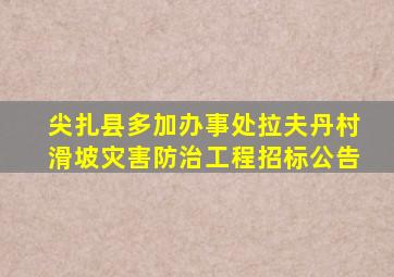 尖扎县多加办事处拉夫丹村滑坡灾害防治工程招标公告