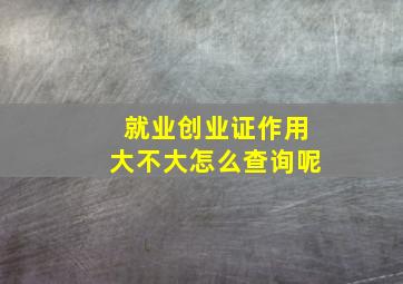 就业创业证作用大不大怎么查询呢