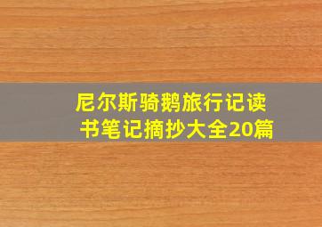 尼尔斯骑鹅旅行记读书笔记摘抄大全20篇