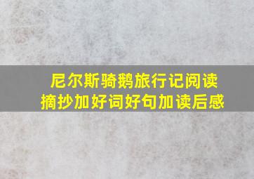 尼尔斯骑鹅旅行记阅读摘抄加好词好句加读后感