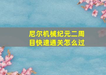 尼尔机械纪元二周目快速通关怎么过