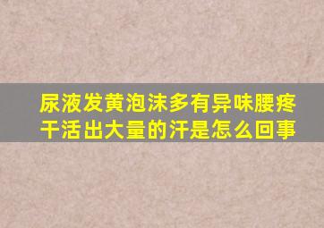 尿液发黄泡沫多有异味腰疼干活出大量的汗是怎么回事