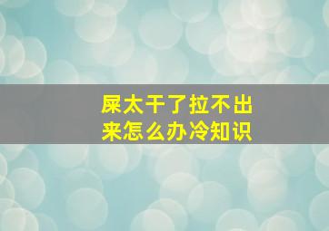 屎太干了拉不出来怎么办冷知识