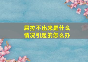 屎拉不出来是什么情况引起的怎么办