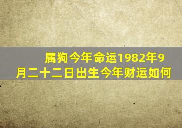 属狗今年命运1982年9月二十二日出生今年财运如何