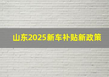 山东2025新车补贴新政策