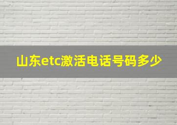 山东etc激活电话号码多少