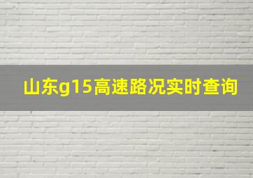 山东g15高速路况实时查询