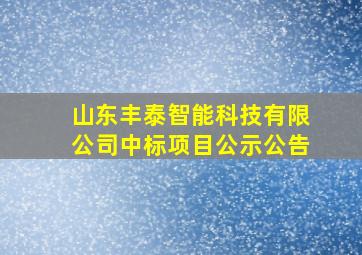 山东丰泰智能科技有限公司中标项目公示公告