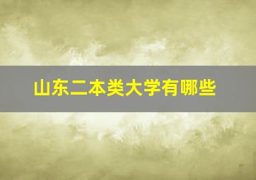 山东二本类大学有哪些