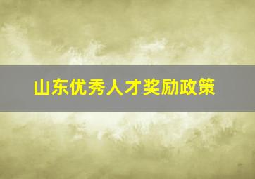 山东优秀人才奖励政策