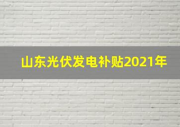 山东光伏发电补贴2021年