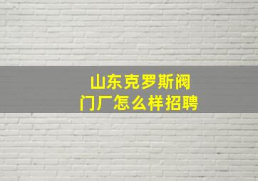 山东克罗斯阀门厂怎么样招聘