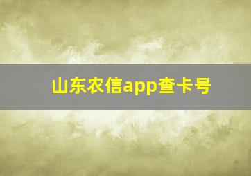 山东农信app查卡号