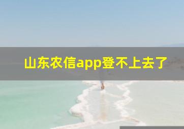 山东农信app登不上去了