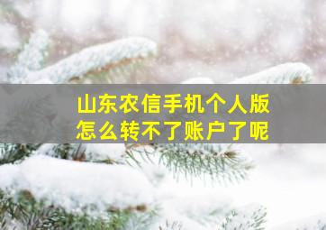 山东农信手机个人版怎么转不了账户了呢