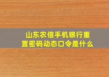 山东农信手机银行重置密码动态口令是什么