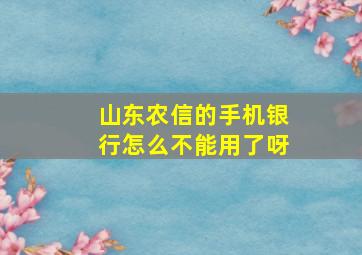 山东农信的手机银行怎么不能用了呀