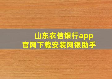 山东农信银行app官网下载安装网银助手