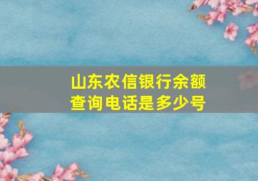 山东农信银行余额查询电话是多少号