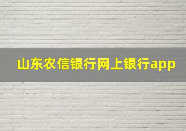 山东农信银行网上银行app