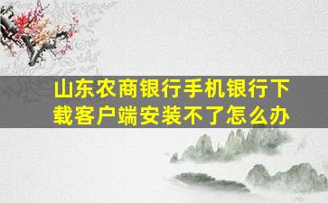 山东农商银行手机银行下载客户端安装不了怎么办