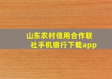 山东农村信用合作联社手机银行下载app