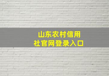 山东农村信用社官网登录入口