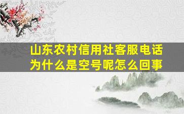 山东农村信用社客服电话为什么是空号呢怎么回事