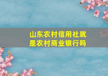 山东农村信用社就是农村商业银行吗