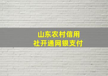 山东农村信用社开通网银支付