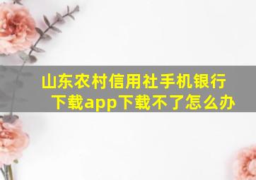 山东农村信用社手机银行下载app下载不了怎么办