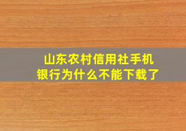 山东农村信用社手机银行为什么不能下载了