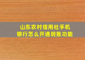 山东农村信用社手机银行怎么开通转账功能