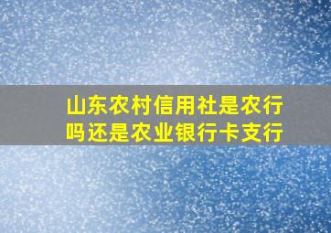 山东农村信用社是农行吗还是农业银行卡支行