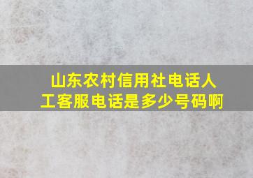 山东农村信用社电话人工客服电话是多少号码啊