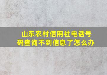 山东农村信用社电话号码查询不到信息了怎么办