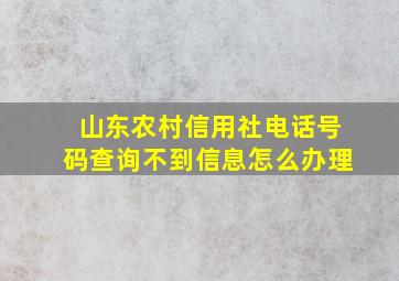 山东农村信用社电话号码查询不到信息怎么办理