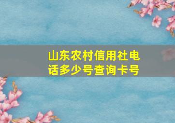 山东农村信用社电话多少号查询卡号