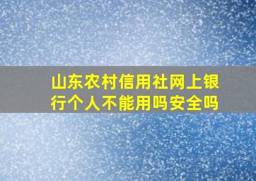 山东农村信用社网上银行个人不能用吗安全吗