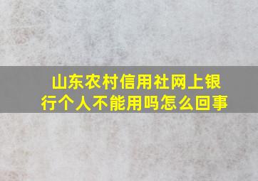 山东农村信用社网上银行个人不能用吗怎么回事