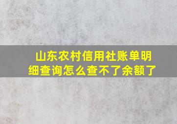 山东农村信用社账单明细查询怎么查不了余额了