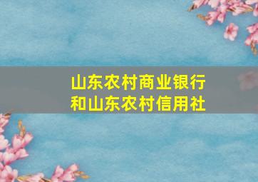 山东农村商业银行和山东农村信用社