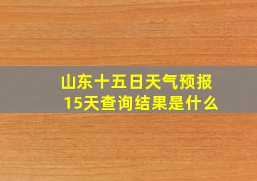 山东十五日天气预报15天查询结果是什么