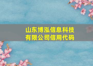 山东博泓信息科技有限公司信用代码