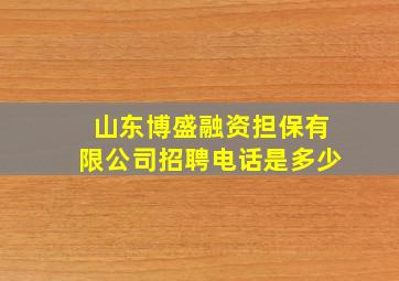 山东博盛融资担保有限公司招聘电话是多少