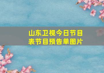 山东卫视今日节目表节目预告单图片