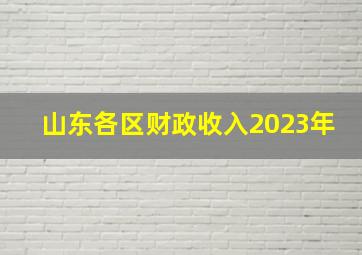 山东各区财政收入2023年