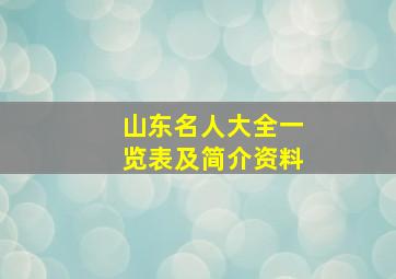 山东名人大全一览表及简介资料